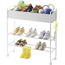 Amazon｜山崎実業(Yamazaki) キャスター付き 玄関収納 ラック ホワイト